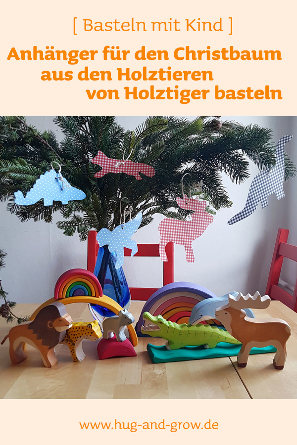 Ganz einfach Anhänger als Baumschmuck mit den Holztieren von Holztiger basteln