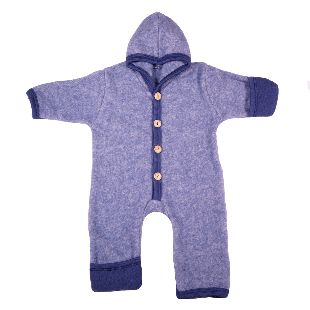 Baby Overall Fleece Wolle/BW blau melange