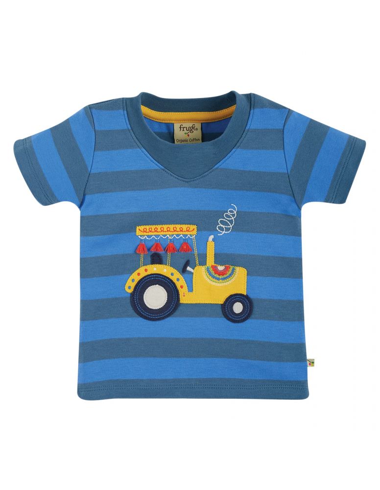 Easy on T-Shirt Traktor Streifen blau