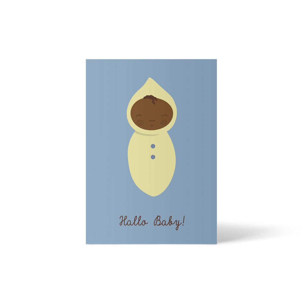 Postkarte Hello Baby blau