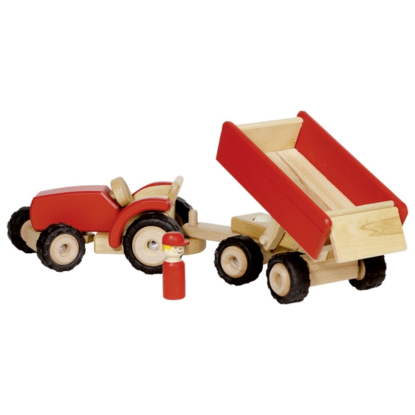 Traktor mit Anhänger rot