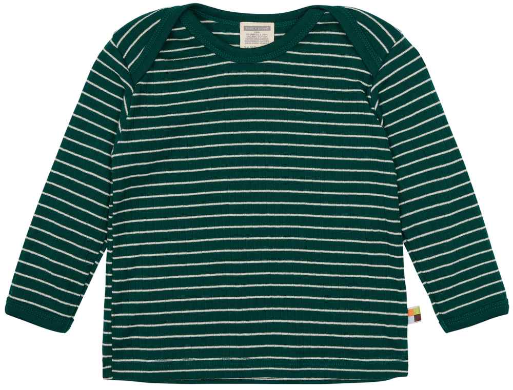 Shirt langarm Streifen dunkelgrün
