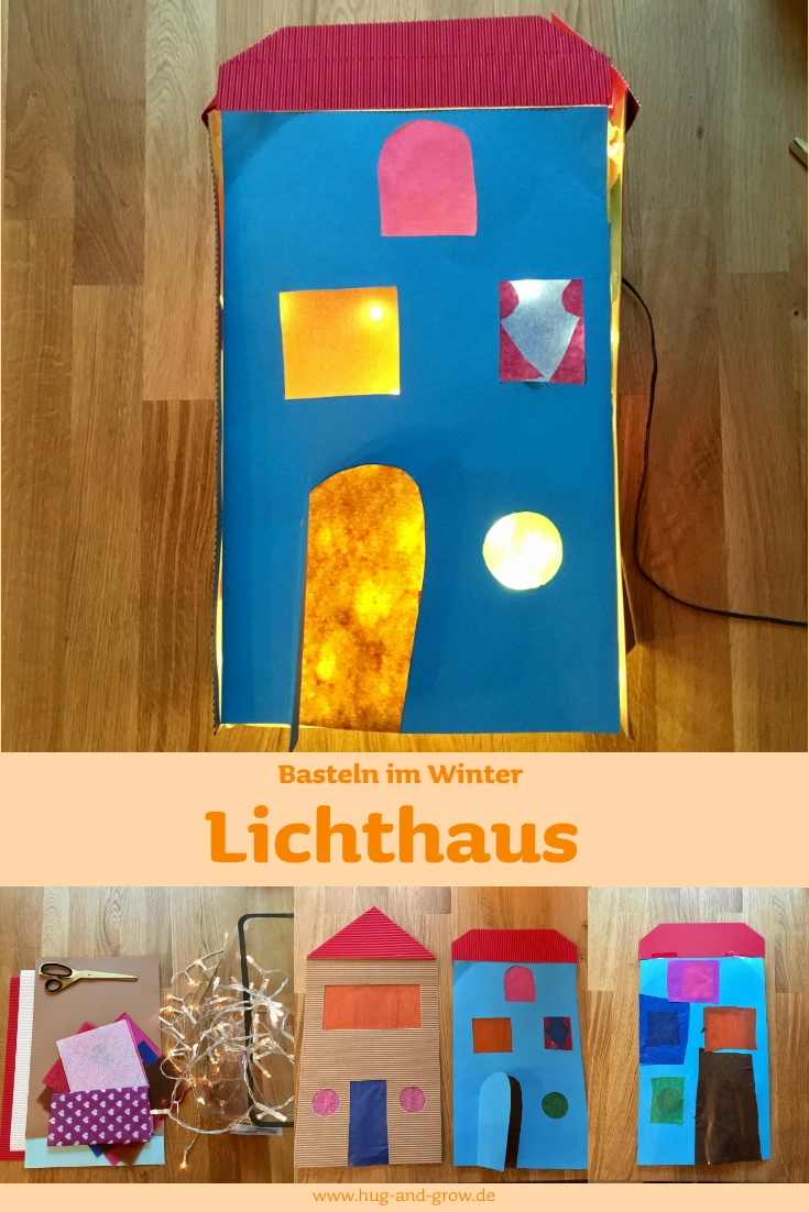 Basteln mit Kind im Winter: Lichthaus aus Pappe