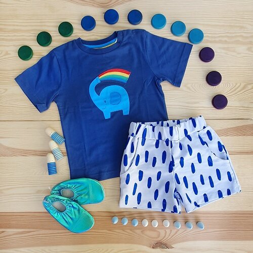 Blaues Kinder Outfit für den Sommer