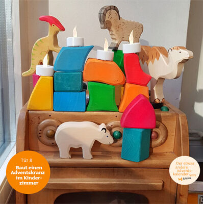Der etwas andere Adventskalender Tür 8: Ein Adventskranz aus Bauklötzen fürs Kinderzimmer (ohne Flamme) - Der etwas andere Adventskalender Tür 8