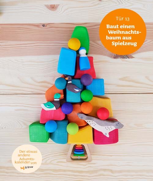 Der etwas andere Adventskalender Tür 13: Weihnachtsbaum aus Holzspielzeug bauen