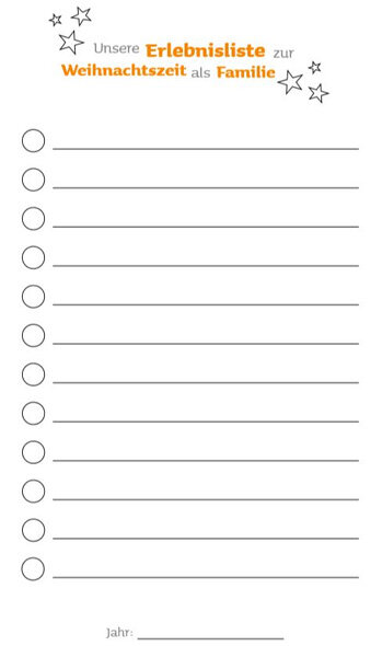 Der etwas andere Adventskalender Tür 16: Vorlage einer Liste mit Weihnachtsidee