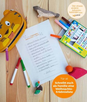 Der etwas andere Adventskalender Tür 16: Schreibt euch eine Weihnachts-Erlebnisliste als Familie - Gratis Vorlage - Erlebnisliste zur Weihnachtszeit