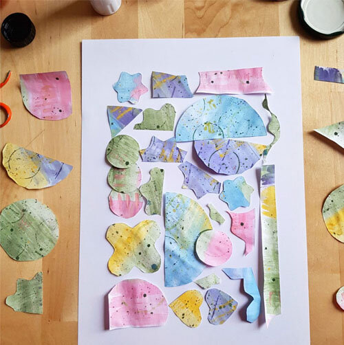 Basteln mit Kindern: Collage basteln aus Papierschnipseln