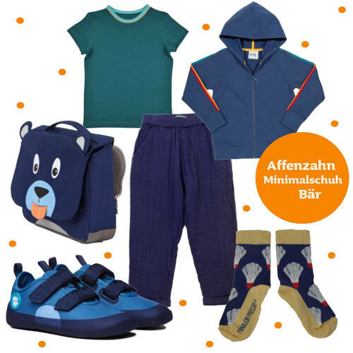 Outfit zu den passenden Schuhen von Affenzahn Modell Bär