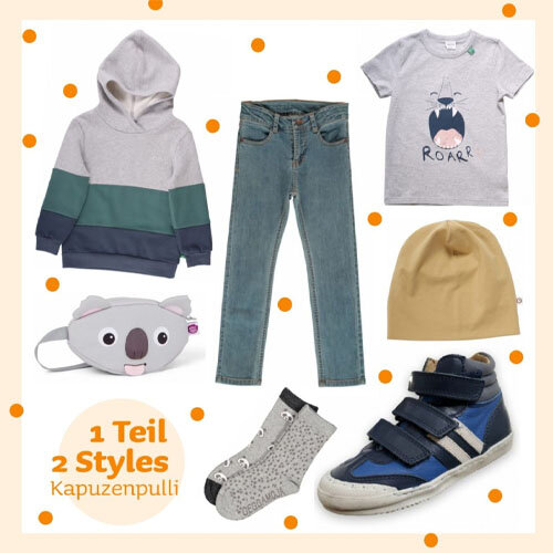 1 Kleidungsstück 2 Outfits mit dem Kapuzenpullover von Fred´s World by Green Cotton - Outfit Nummer 2: Lässig mit Jeans und T-Shirt