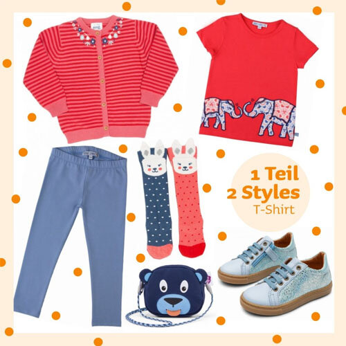 1 Kleidungsstück und 2 Outfits für Kinder mit dem Shirt von Enfant Terrible: Outfit 2 mit Leggings