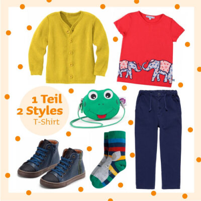 1 Teil 2 Styles - Rotes T-Shirt mit Elefanten-Print - 1 Teil 2 Outfits - jetzt entdecken!