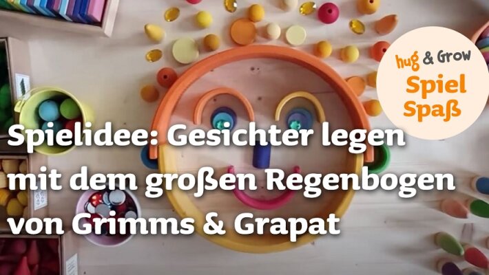Gesichter legen: Spielidee mit dem großen Regenbogen von Grimms &amp;amp; Mandalas von Grapat - Grimms Regenbogen Ideen zum Spielen