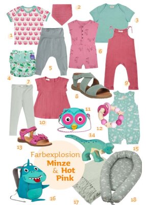 Farbexplosion: Hot Pink trifft Minze [Fair Fashion für Kids] - Trendfarbe Hot Pink trifft Mintgrün