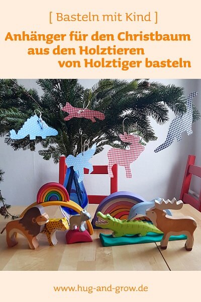 Chrsitbaum anhänger mit Holztiger Tieren - Pinterest