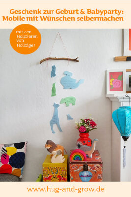 DIY mit Anleitung: Mobile mit Wünschen zur Geburt oder Babyparty basteln - Mobile mit Wünschen zur Geburt oder Babyparty
