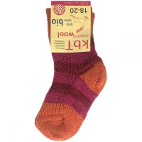 Ringelsocke Wolle himbeer-rot-mango
