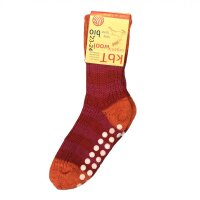 Stoppersocken Ringel Wolle himbeer-rot
