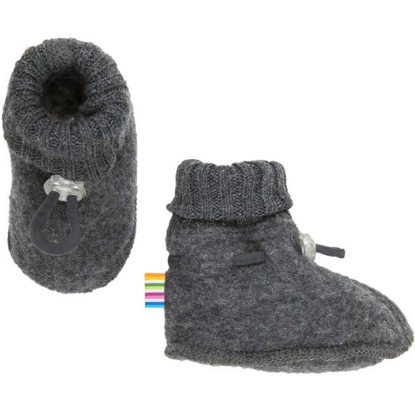Wollfleece Schuhe Baby anthrazit - 80