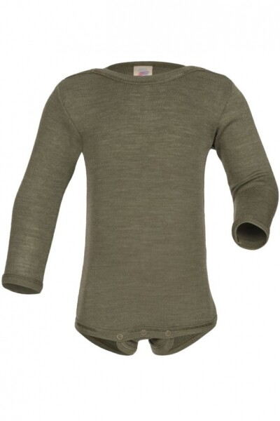 Body Langarm Wolle/Seide olive - 74/80