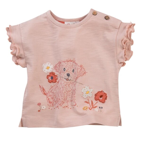 T-Shirt Druck Hund m. Blumen - 98/104