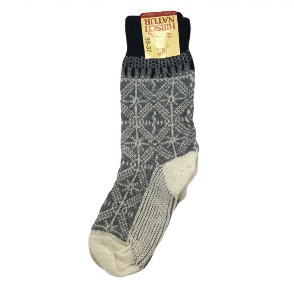 Eiskristall Umschlagsocken Wolle hellgrau-natur - 47/48