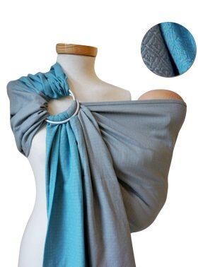 Storchenwiege Ring Sling Leo Duett türkis-grau