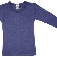 Unterhemd lang Wolle Seide marine - 92