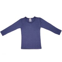 Unterhemd lang Wolle Seide marine - 116