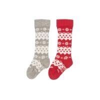 Socken Schneeflocken rot wei&szlig; 2er Pack