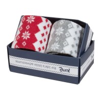 Socken Schneeflocken rot wei&szlig; 2er Pack