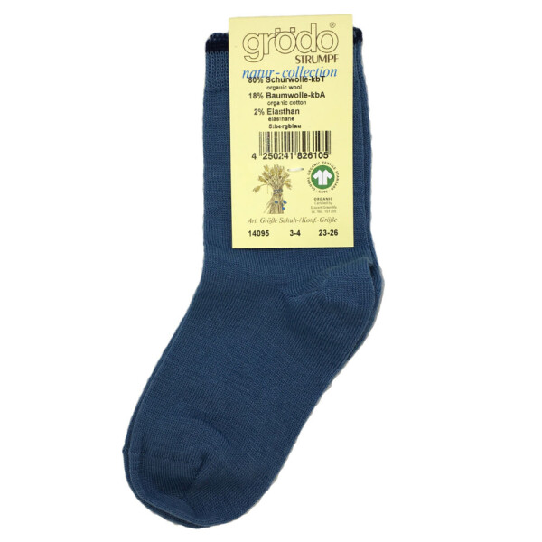 Kindersocken 80% Wolle bergblau - 27-30