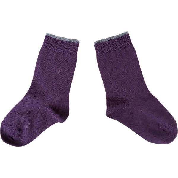 Kindersocken 80% Wolle dunkellila - 31-34