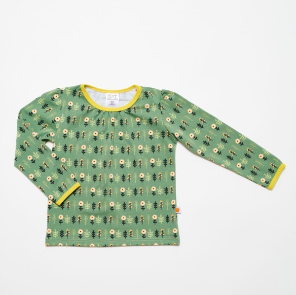 Shirt Langarm Blumen grün