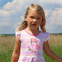 Kleid kurzarm Pferd white-pink-sun