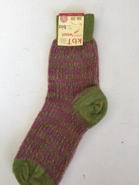 Norweger Socken Sternenmuster maigrün-pink