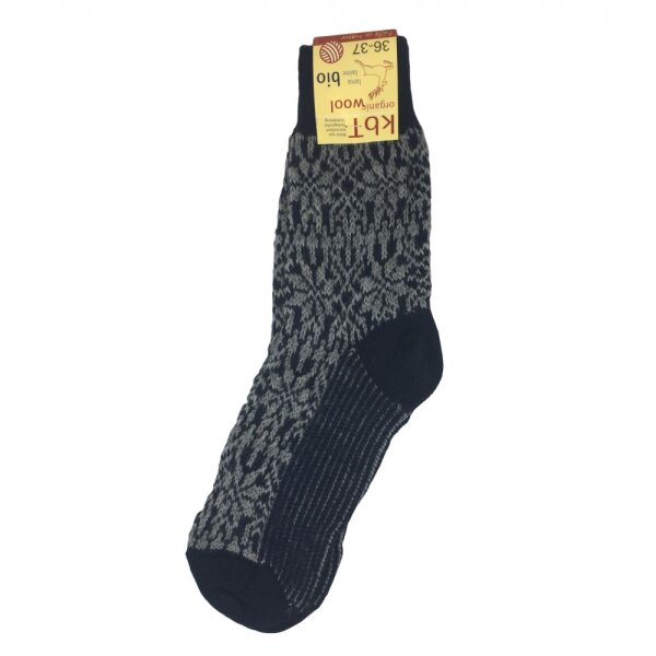 Norweger Socken Sternenmuster blau-grau