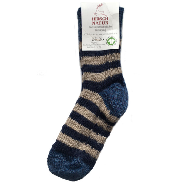 Ringelsocke Wolle tweedmarine-braun-tanne - 21-22