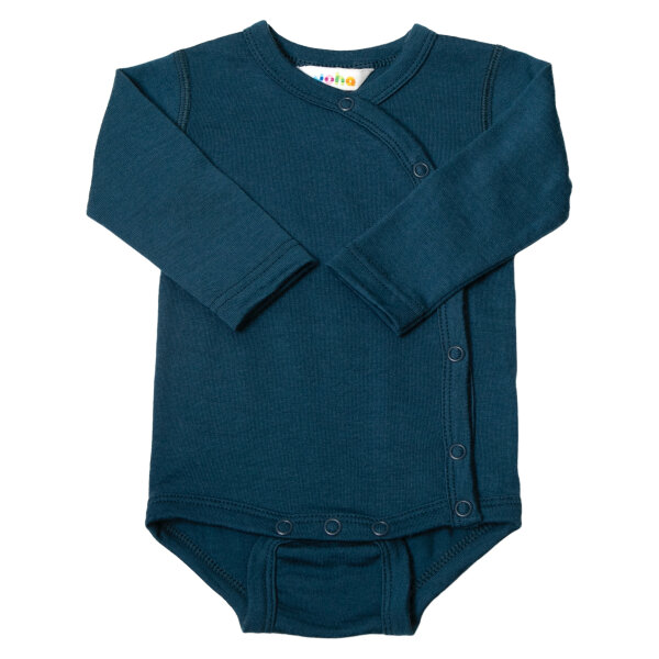 Basic Wickelbody Wolle dunkelblau - 68/74