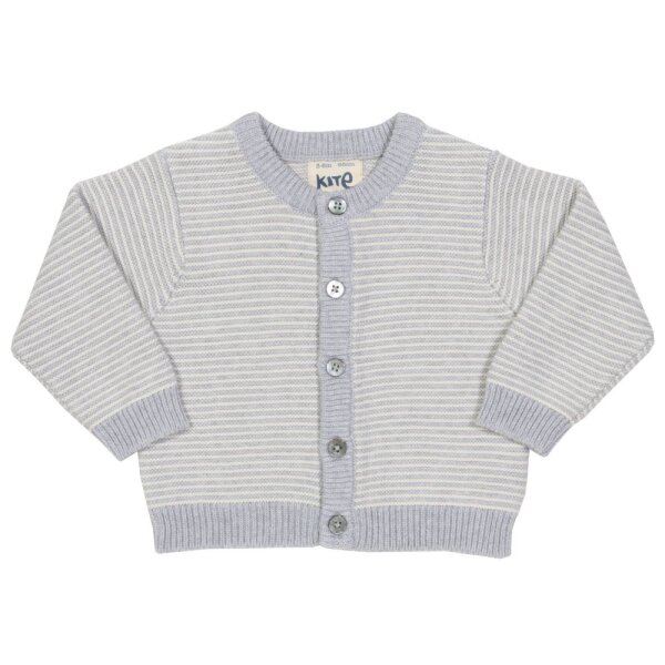 Strickjacke Ringel grau-ecru