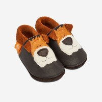 Leder-Hausschuhe Hund Eddy braun - 32/33