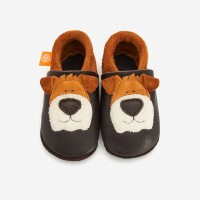 Leder-Hausschuhe Hund Eddy braun - 32/33