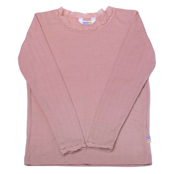 Langarmshirt Wolle/Seide Ripp rosa - 128/134