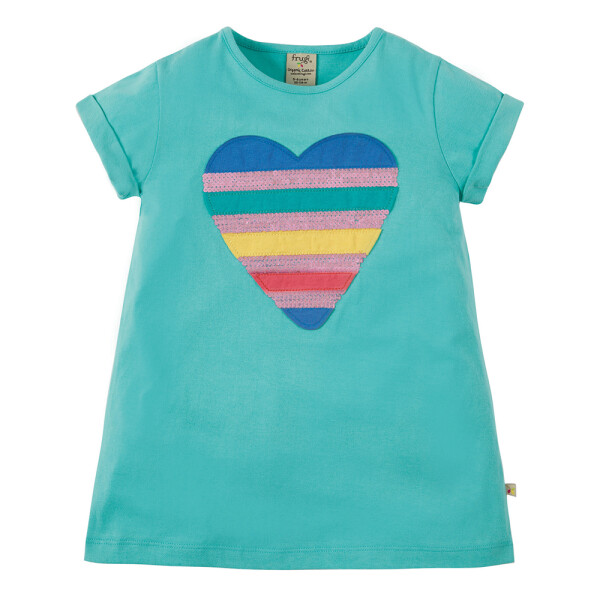 Sophie T-Shirt Pailletten Herz aqua