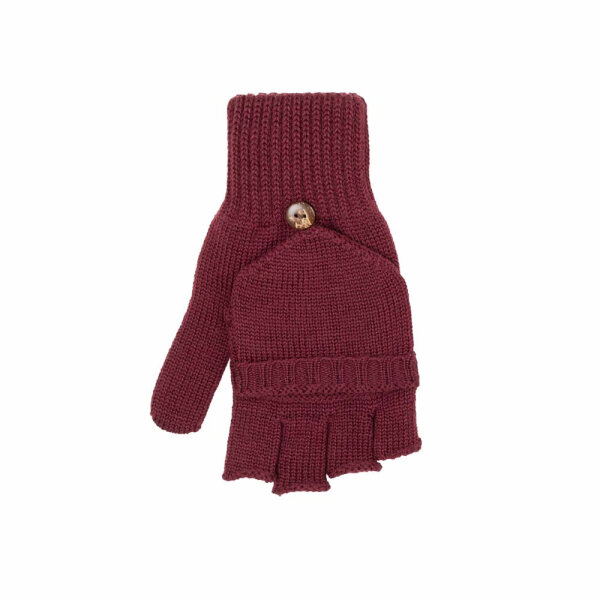 Halbfinger Handschuhe Erwachsene Merino burgund - 7