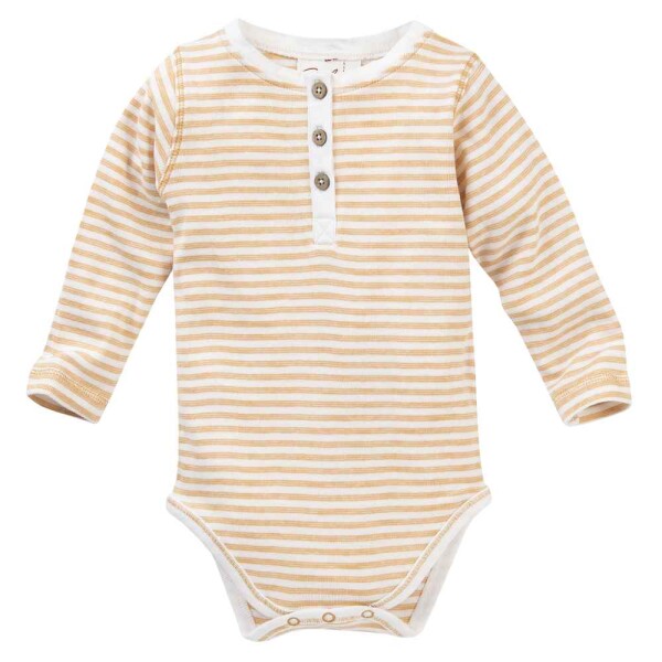 Body langarm Henley honiggelb geringelt - 98/104