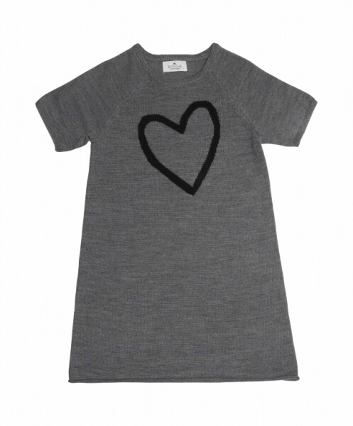 Kurzarm-Kleid Wolle dark grey/heart
