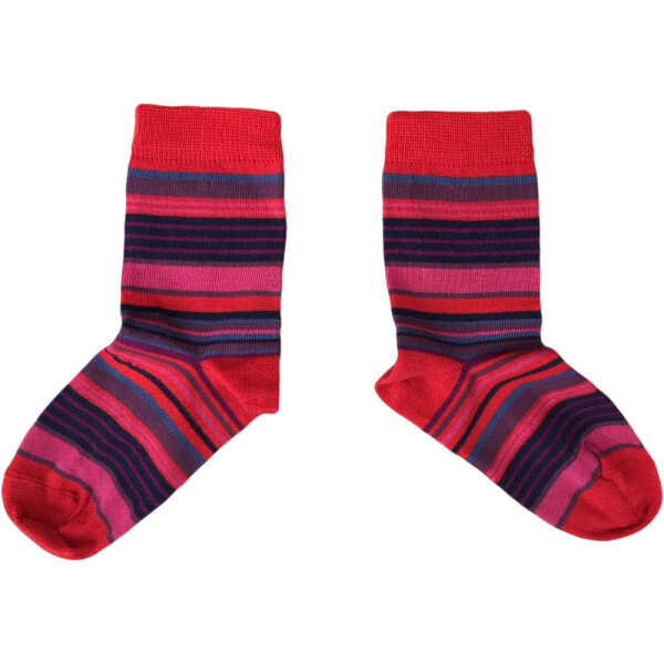 Kindersocken 75% Wolle Ringel kirschrot - 23-26