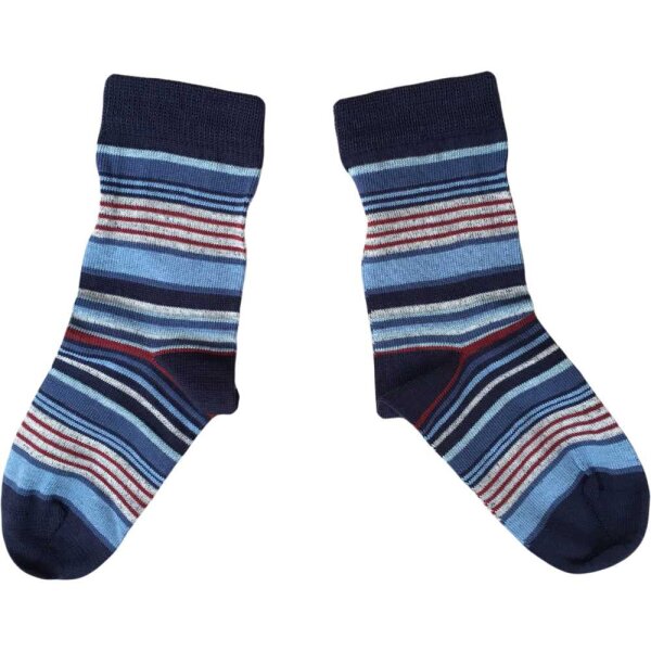 Kindersocken 75% Wolle Ringel marine - 23-26